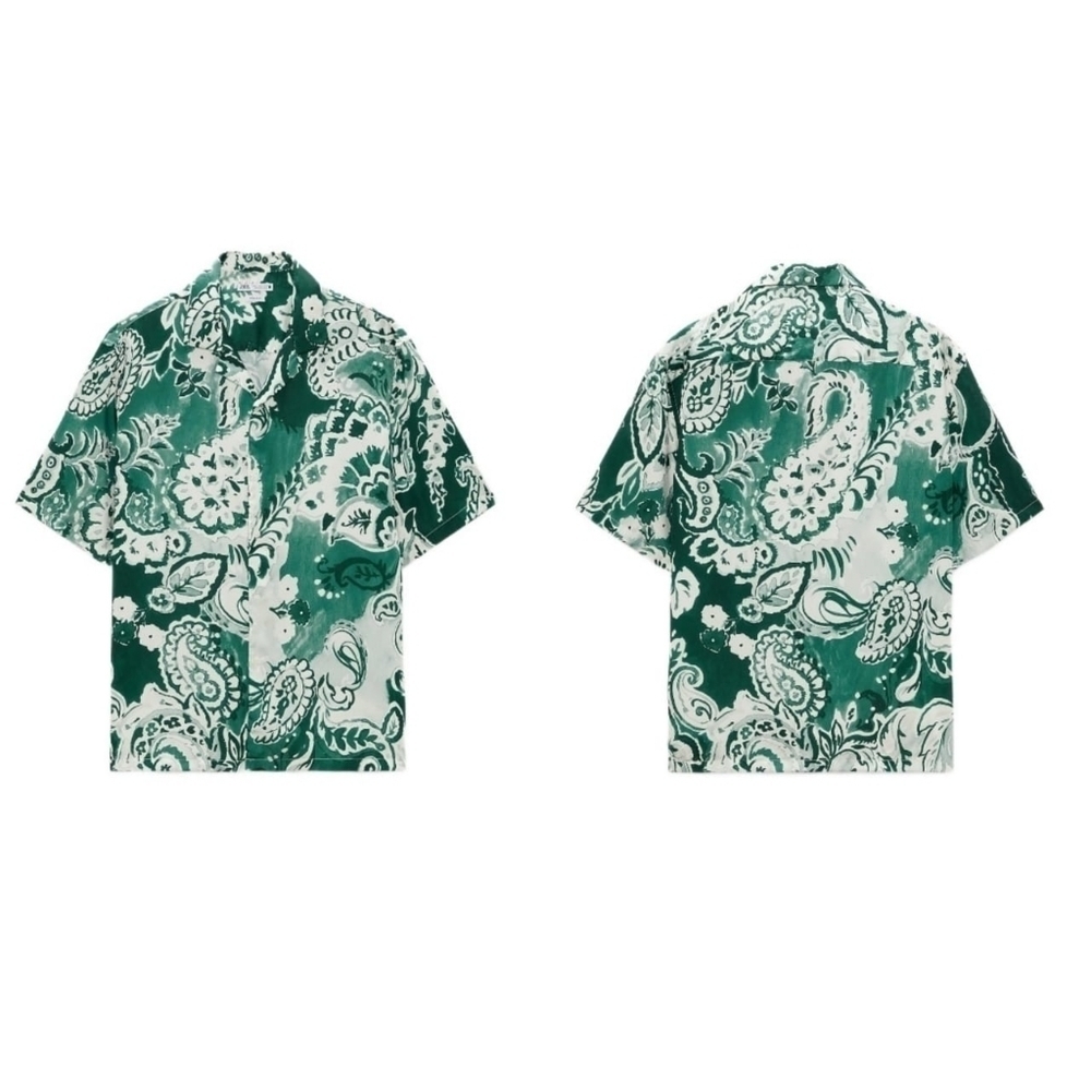 ZARA FLORAL PRINT SHIRT GREEN | 2187/300 - Picture 4 of 6